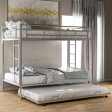 Hearth and Haven Morven Twin over Twin Bunk Bed with Trundle, Silver