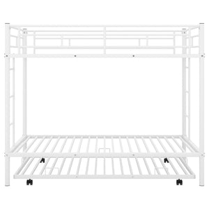 English Elm Twin Over Metal Bunk Bed with Trundle Dual Ladders White Steel Frame MF286642AAK