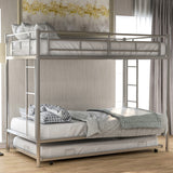 Hearth and Haven Morven Twin over Twin Bunk Bed with Trundle, Silver