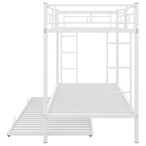 English Elm Twin Over Metal Bunk Bed with Trundle Dual Ladders White Steel Frame MF286642AAK
