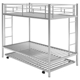 Hearth and Haven Morven Twin over Twin Bunk Bed with Trundle, Silver