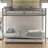 Hearth and Haven Morven Twin over Twin Bunk Bed with Trundle, Silver