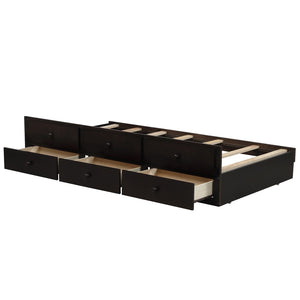 English Elm Twin Over Bunk Bed with Trundle and 3 Drawers Solid Pine Kids Guest Room LT000071AAP