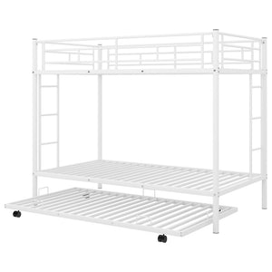 English Elm Twin Over Metal Bunk Bed with Trundle Dual Ladders White Steel Frame MF286642AAK
