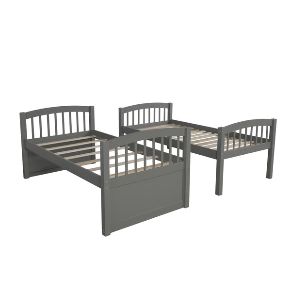 English Elm Twin Over Bunk Bed with Trundle and 3 Drawers Solid Pine Kids Guest Room LT000071AAE-1