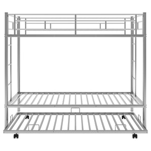 Hearth and Haven Morven Twin over Twin Bunk Bed with Trundle, Silver