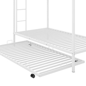 English Elm Twin Over Metal Bunk Bed with Trundle Dual Ladders White Steel Frame MF286642AAK