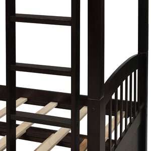 English Elm Twin Over Bunk Bed with Trundle and 3 Drawers Solid Pine Kids Guest Room LT000071AAP