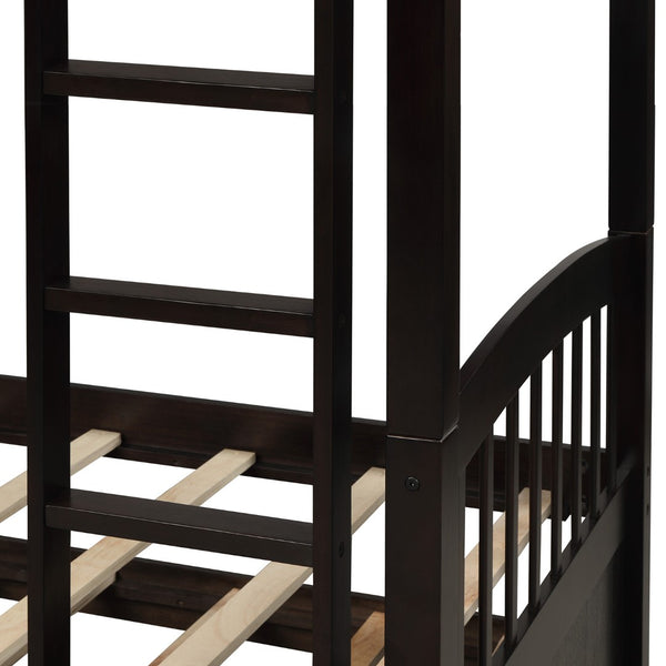 English Elm Twin Over Bunk Bed with Trundle and 3 Drawers Solid Pine Kids Guest Room LT000071AAP