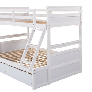 English Elm Twin Over Full Bunk Bed White Convertible Frame with Built-in Storage Drawers LT000022AAK