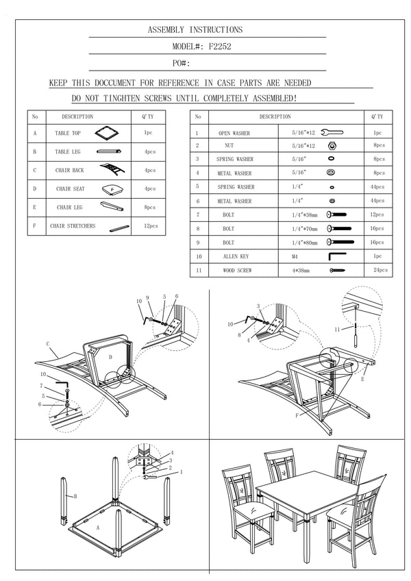 English Elm Modern 5pc Counter Height Dining Set Cherry Finish with Eyelet Back Chairs, Faux Leather Cushions HS00F2252