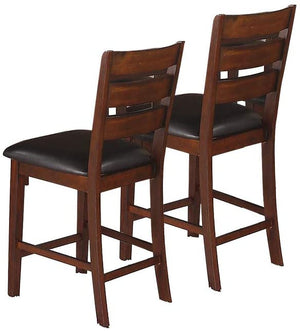 English Elm Set Set of 2 Counter Height Chairs Antique Walnut Finish Solid Wood Ladder Back Faux Leather Cushioned HS00F1297-ID-AHD