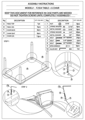 English Elm 7pcs Contemporary Dining Set Espresso Finish Rectangular Table with 6 Cream Cushioned Faux Leather Chairs HS00F2554-ID-AHD