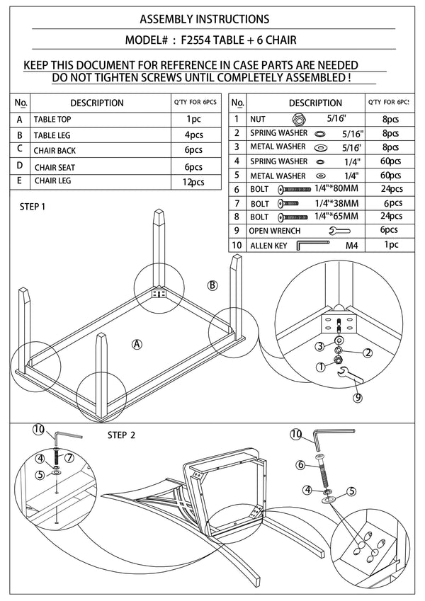 English Elm 7pcs Contemporary Dining Set Espresso Finish Rectangular Table with 6 Cream Cushioned Faux Leather Chairs HS00F2554-ID-AHD