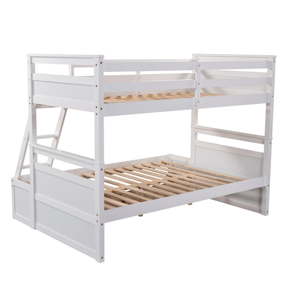 English Elm Twin Over Full Bunk Bed White Convertible Frame with Built-in Storage Drawers LT000022AAK
