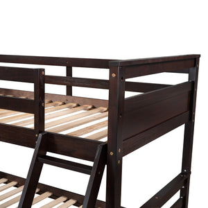 English Elm Twin Over Full Bunk Bed White Convertible Frame with Built-in Storage Drawers Espresso LT000022AAP