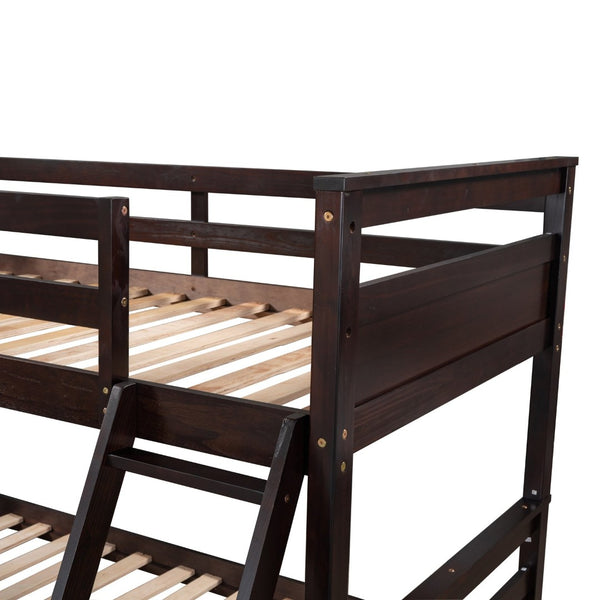 English Elm Twin Over Full Bunk Bed White Convertible Frame with Built-in Storage Drawers Espresso LT000022AAP