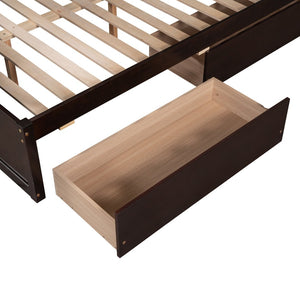 English Elm Twin Over Full Bunk Bed White Convertible Frame with Built-in Storage Drawers Espresso LT000022AAP