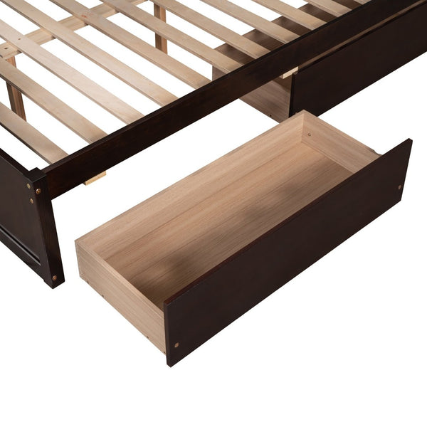 English Elm Twin Over Full Bunk Bed White Convertible Frame with Built-in Storage Drawers Espresso LT000022AAP