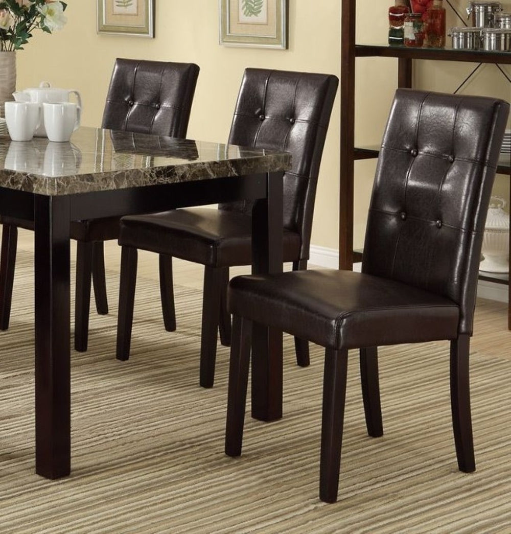 English Elm Faux Marble 7 Piece Dining Set with Tufted Pu Leather Chairs for Modern Rooms F2093 - 3XF1078