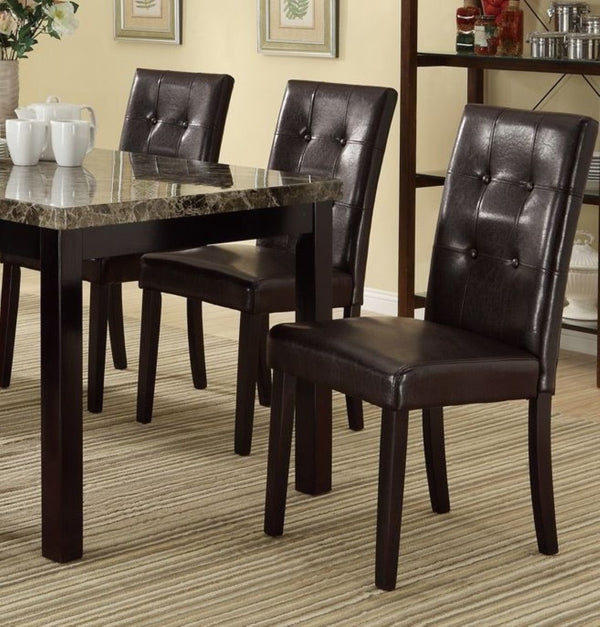 English Elm Faux Marble 7 Piece Dining Set with Tufted Pu Leather Chairs for Modern Rooms F2093 - 3XF1078