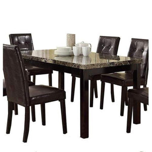 English Elm Faux Marble 7 Piece Dining Set with Tufted Pu Leather Chairs for Modern Rooms F2093 - 3XF1078