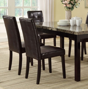 English Elm Faux Marble 7 Piece Dining Set with Tufted Pu Leather Chairs for Modern Rooms F2093 - 3XF1078