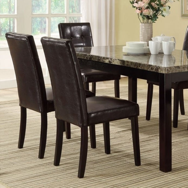 English Elm Faux Marble 7 Piece Dining Set with Tufted Pu Leather Chairs for Modern Rooms F2093 - 3XF1078