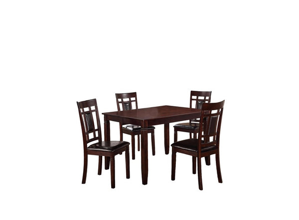 English Elm Modern Contemporary 5pc Dining Set Espresso Finish with Eyelet Back Chairs, Faux Leather Cushions, Sleek Design HS00F2232-ID-AHD