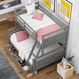 Hearth and Haven Indux Twin over Full Bunk Bed with Ladder and Two Storage Drawers, Grey GX000119AAE