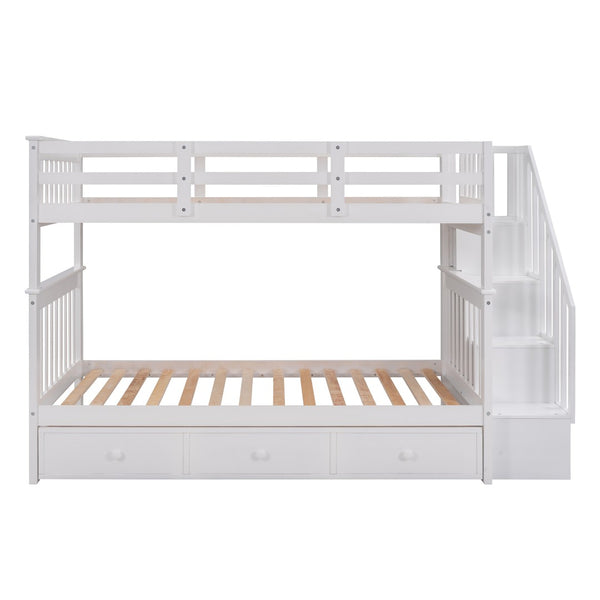English Elm Stairway Twin Over Bunk Bed with Stair Storage for Kids Bedroom Espresso LT000309AAK-1