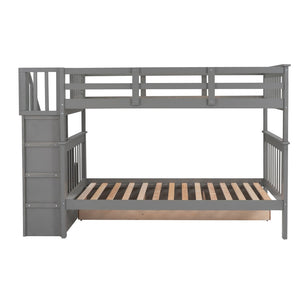 English Elm Stairway Twin Over Bunk Bed with Stair Storage for Kids Bedroom Espresso LT000309AAE-1