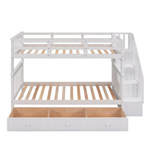 English Elm Stairway Twin Over Bunk Bed with Stair Storage for Kids Bedroom Espresso LT000309AAK-1