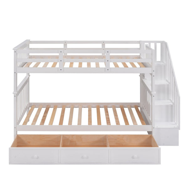 English Elm Stairway Twin Over Bunk Bed with Stair Storage for Kids Bedroom Espresso LT000309AAK-1