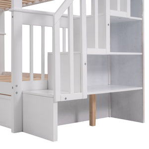 English Elm Stairway Twin Over Bunk Bed with Stair Storage for Kids Bedroom Espresso LT000309AAK-1