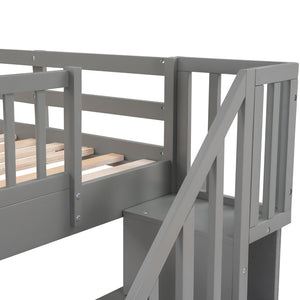 English Elm Stairway Twin Over Bunk Bed with Stair Storage for Kids Bedroom Espresso LT000309AAE-1