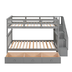 English Elm Stairway Twin Over Bunk Bed with Stair Storage for Kids Bedroom Espresso LT000309AAE-1