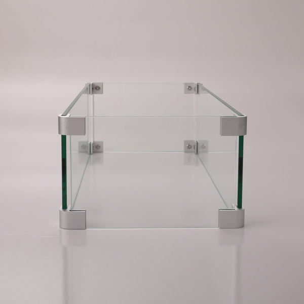 English Elm Rectangular Glass Wind Guard for Fire Pit W85335465 Clear Tempered 23.6x7.5x2.8 Protective Breeze Shield W85337129