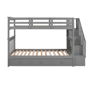 English Elm Stairway Twin Over Bunk Bed with Stair Storage for Kids Bedroom Espresso LT000309AAE-1