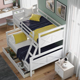 Hearth and Haven Indux Twin over Full Bunk Bed with Ladder and Two Storage Drawers, White GX000119AAK