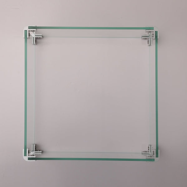 English Elm Glass Square Wind Guard for Square Fire Table 14.4x14.4x5.5" Transparent Tempered Glass Shield W85337128