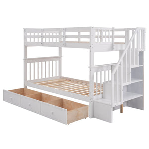 English Elm Stairway Twin Over Bunk Bed with Stair Storage for Kids Bedroom Espresso LT000309AAK-1