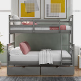 Hearth and Haven Indux Twin over Full Bunk Bed with Ladder and Two Storage Drawers, Grey GX000119AAE