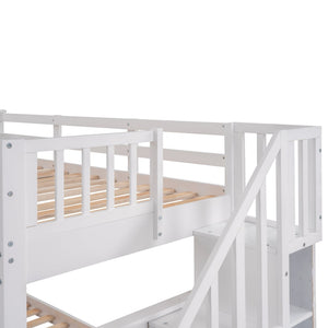English Elm Stairway Twin Over Bunk Bed with Stair Storage for Kids Bedroom Espresso LT000309AAK-1