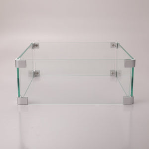 English Elm Glass Square Wind Guard for Square Fire Table 14.4x14.4x5.5" Transparent Tempered Glass Shield W85337128