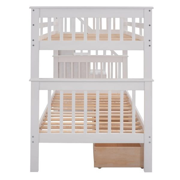 English Elm Stairway Twin Over Bunk Bed with Stair Storage for Kids Bedroom Espresso LT000309AAK-1