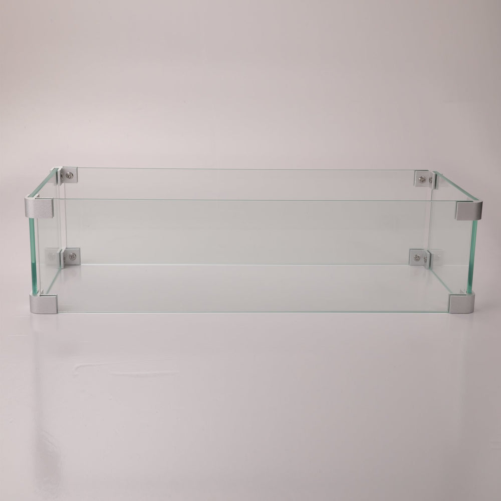 English Elm Rectangular Glass Wind Guard for Fire Pit W85335465 Clear Tempered 23.6x7.5x2.8 Protective Breeze Shield W85337129