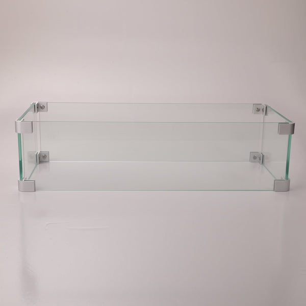 English Elm Rectangular Glass Wind Guard for Fire Pit W85335465 Clear Tempered 23.6x7.5x2.8 Protective Breeze Shield W85337129