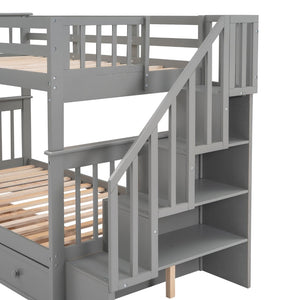 English Elm Stairway Twin Over Bunk Bed with Stair Storage for Kids Bedroom Espresso LT000309AAE-1