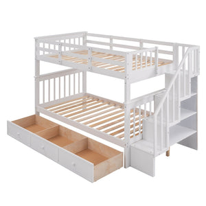 English Elm Stairway Twin Over Bunk Bed with Stair Storage for Kids Bedroom Espresso LT000309AAK-1